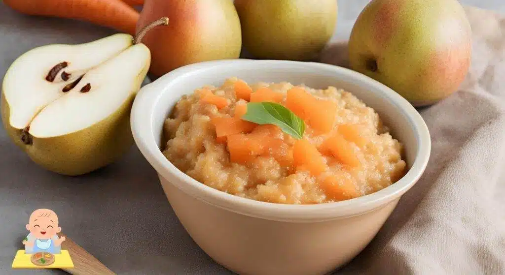 Pear porridge with quinoa and carrots