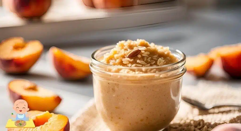 Peach Porridge with Oats and Almonds