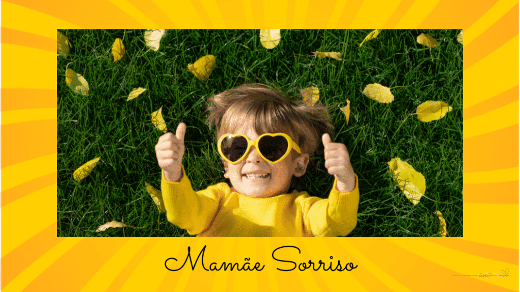 A boy wearing a long yellow shirt, lying on a green lawn with yellow leaves, and wearing yellow heart-shaped sunglasses. He gives a thumbs-up. Reinforcing How a Beautiful Child's Smile Boosts Self-Esteem