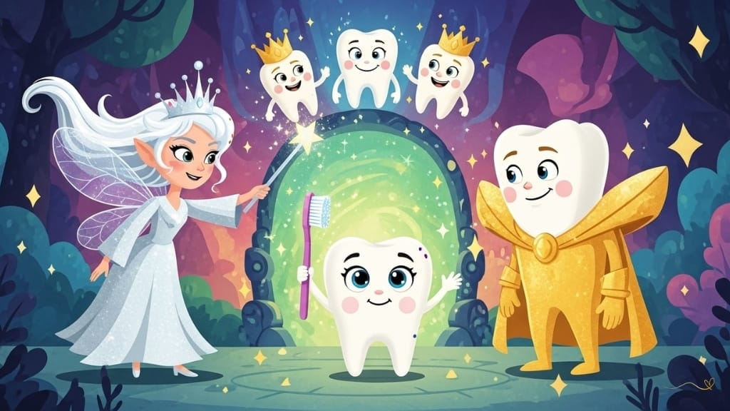 An emotional farewell to the season finale, with Tino proudly standing with a magic brush in the center, surrounded by Fairy Luma, Smile, and three Golden Guardians floating above. A mystical portal shimmers in the background. The Kingdom of Smiles celebrates the adventures of the first season. Magical sparkles and golden lights are everywhere. A triumphant yet bittersweet atmosphere promises a return with a "Season 1 Complete - Season 2 Coming Soon" feeling.
