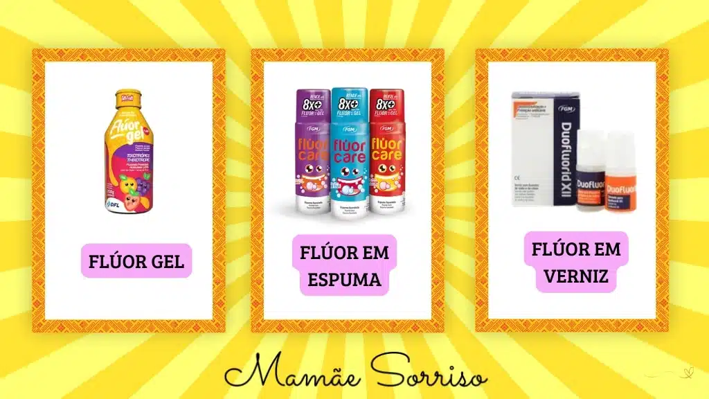 formas de aplicação do flúor em gel, espuma e verniz