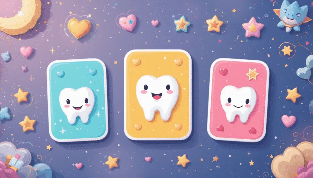 Children's memory game with colorful cards featuring smiling teeth and toothbrushes