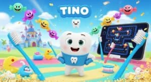 Free educational children's game Tino - white tooth superhero in a colorful kingdom with sweets and toothbrushes, two game modes for children