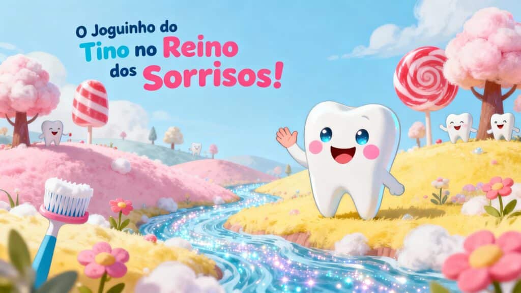 Tino jumping sweets in the educational game about teeth