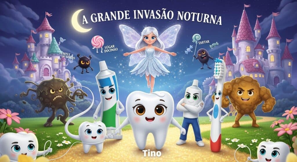 história infantil sobre escovação de dentes- A Grande Invasão Noturna