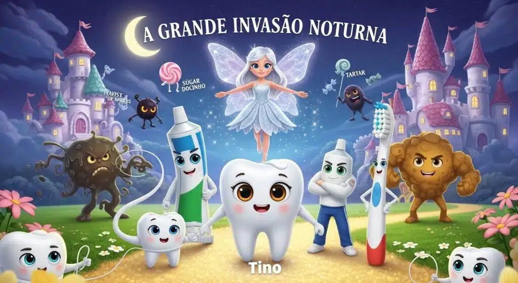 história infantil sobre escovação de dentes- A Grande Invasão Noturna