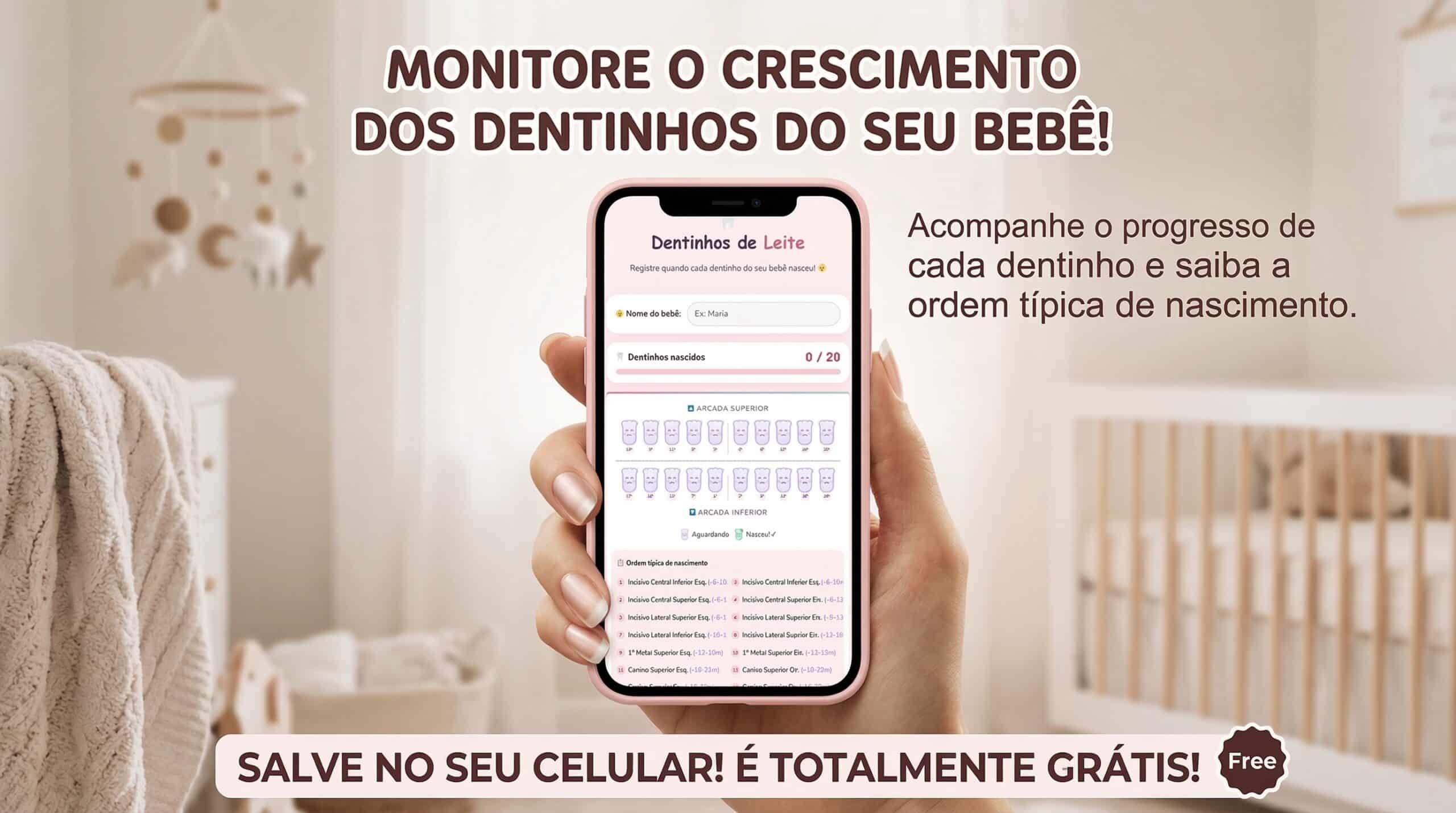 Mapa dos dentinhos do bebê para acompanhar a troca dos dentes de leite