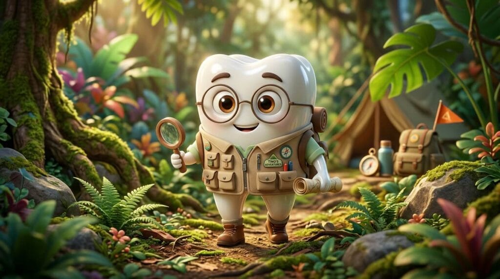 tino explorando a floresta dos dinossauros